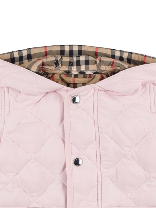 Burberry: Quilted hooded down jacket - Pink - kids-girls_1 | Luisa Via Roma
