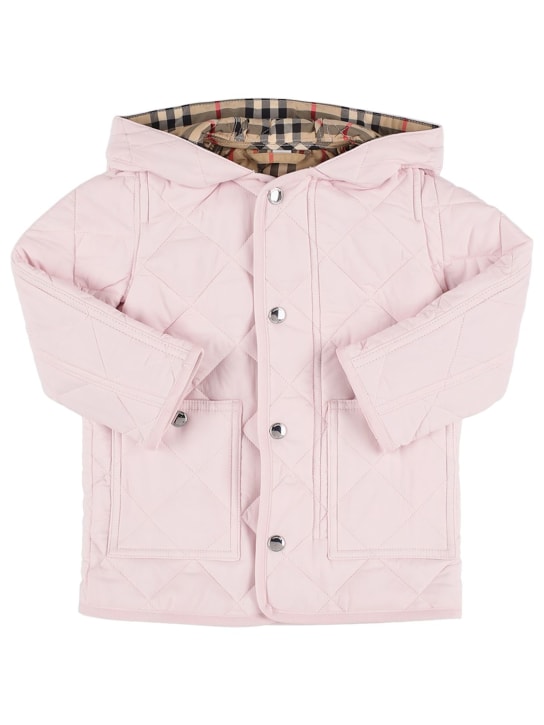 Burberry: Quilted hooded down jacket - Pink - kids-girls_0 | Luisa Via Roma