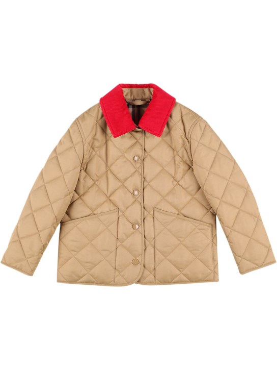 Burberry: Quilted jacket w/ Check lining - Beige - kids-boys_0 | Luisa Via Roma