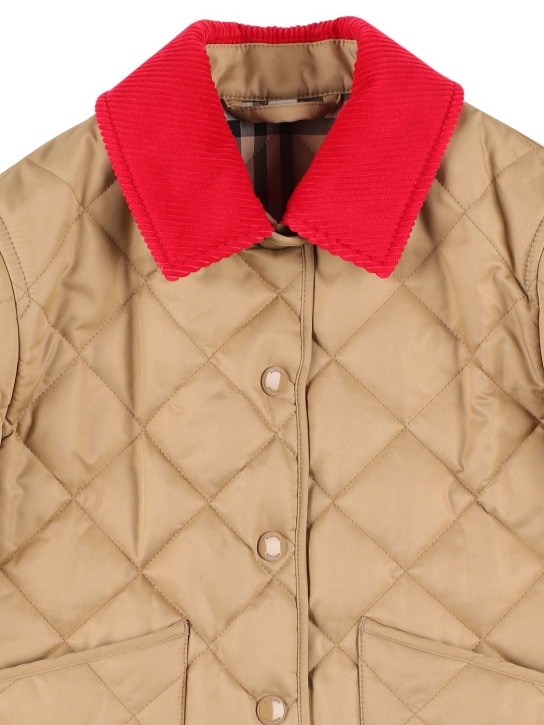 Burberry: Quilted jacket w/ Check lining - Beige - kids-boys_1 | Luisa Via Roma