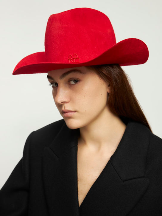 Ruslan Baginskiy: Chapeau à bord large en feutre de laine - Rouge - women_1 | Luisa Via Roma