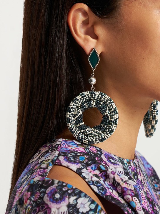 Isabel Marant: Wapi beaded pendant earrings - Multi/Green - women_1 | Luisa Via Roma
