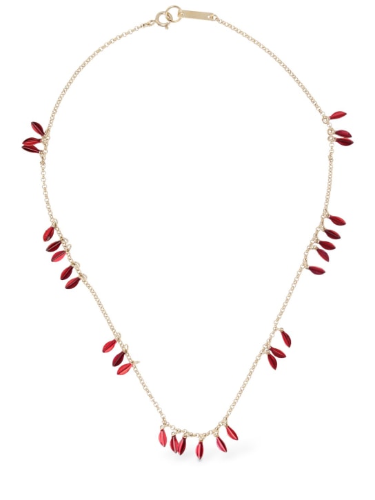 Isabel Marant: Lea colored shiny collar necklace - Gold/Red - women_0 | Luisa Via Roma