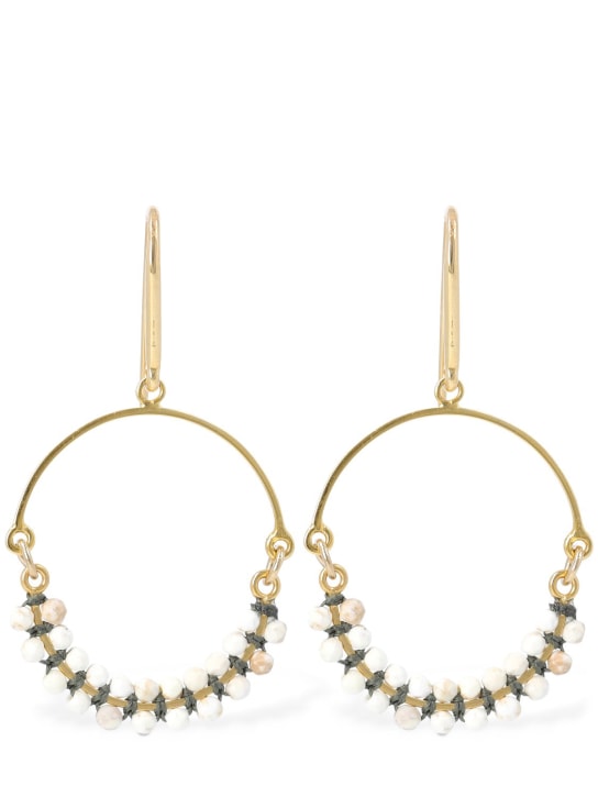 Isabel Marant: Cesaria beaded hoop earrings - Ecru/Gold - women_0 | Luisa Via Roma