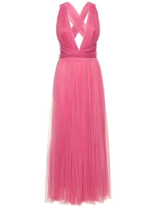 Maria Lucia Hohan: 露背打褶薄纱迷笛连衣裙 - 粉色 - women_0 | Luisa Via Roma