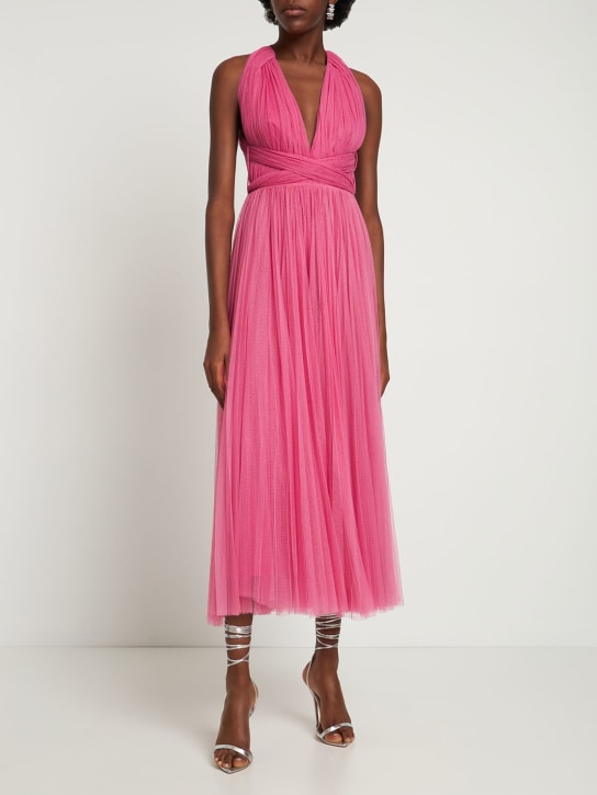 Maria Lucia Hohan: 露背打褶薄纱迷笛连衣裙 - 粉色 - women_1 | Luisa Via Roma