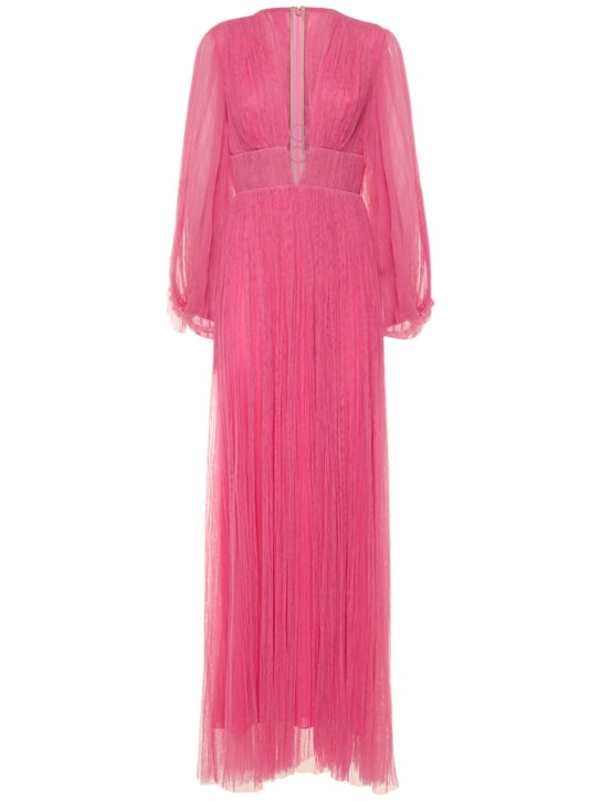 Maria Lucia Hohan: Pleated tulle long dress - Pink - women_0 | Luisa Via Roma