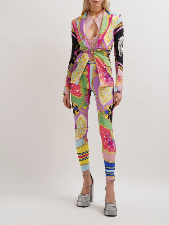 Versace: Geo printed silk satin blazer - women_1 | Luisa Via Roma