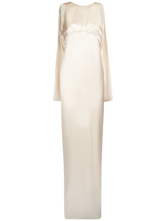 Saint Laurent: Silk dress - White - women_0 | Luisa Via Roma
