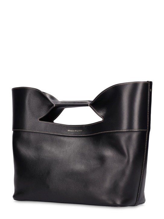 Alexander McQueen: The Bow small leather tote - Black - women_1 | Luisa Via Roma
