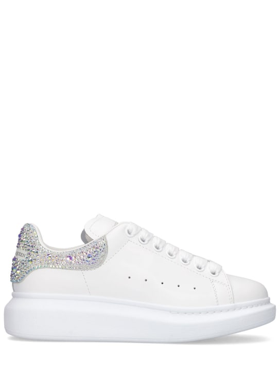 Alexander McQueen: 45mm Embellished leather sneakers - White - women_0 | Luisa Via Roma