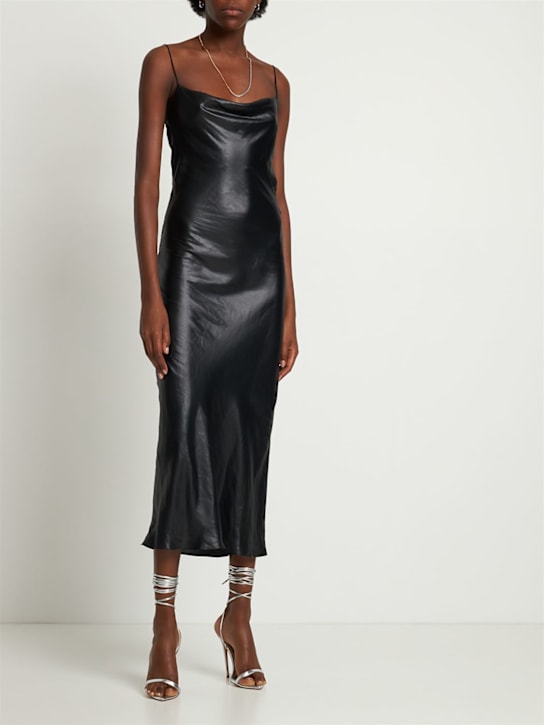 Stella McCartney: Vestito midi in jersey spalmato - Nero - women_1 | Luisa Via Roma