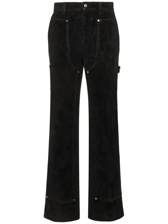 Stella McCartney: Pantalon droit en denim de velours - Noir - women_0 | Luisa Via Roma