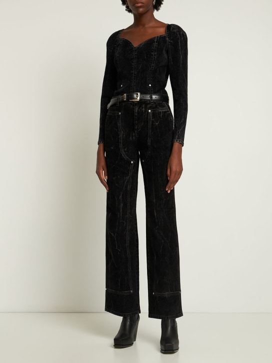 Stella McCartney: Pantalon droit en denim de velours - Noir - women_1 | Luisa Via Roma