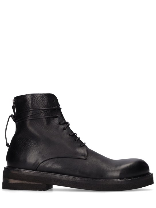 Marsell: Parrucca leather lace-up boots - Black - men_0 | Luisa Via Roma