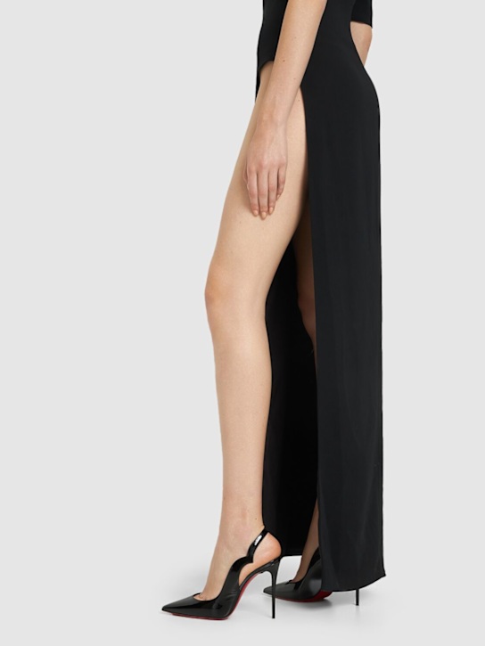 Christian Louboutin: 100mm Hot Chick patent slingback pumps - Black - women_1 | Luisa Via Roma