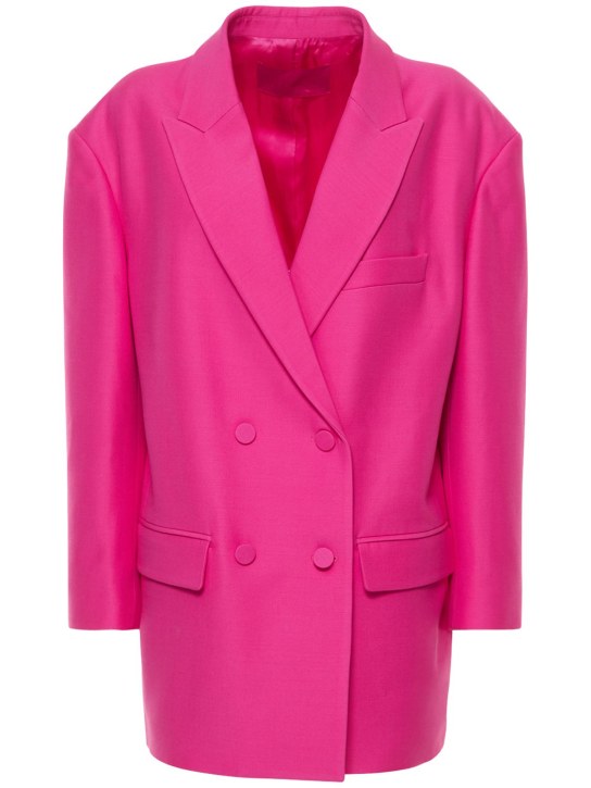 Valentino: Oversize wool & silk crepe blazer - Fuchsia - women_0 | Luisa Via Roma