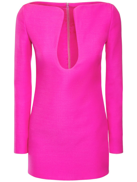 Valentino: Wool & silk crepe couture mini dress - Fuchsia - women_0 | Luisa Via Roma