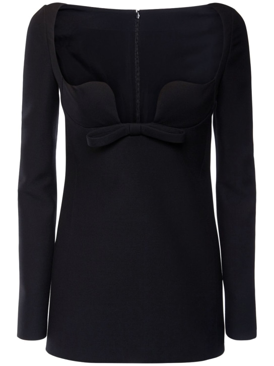 Valentino: Robe courte en crêpe de soie et laine - Noir - women_0 | Luisa Via Roma