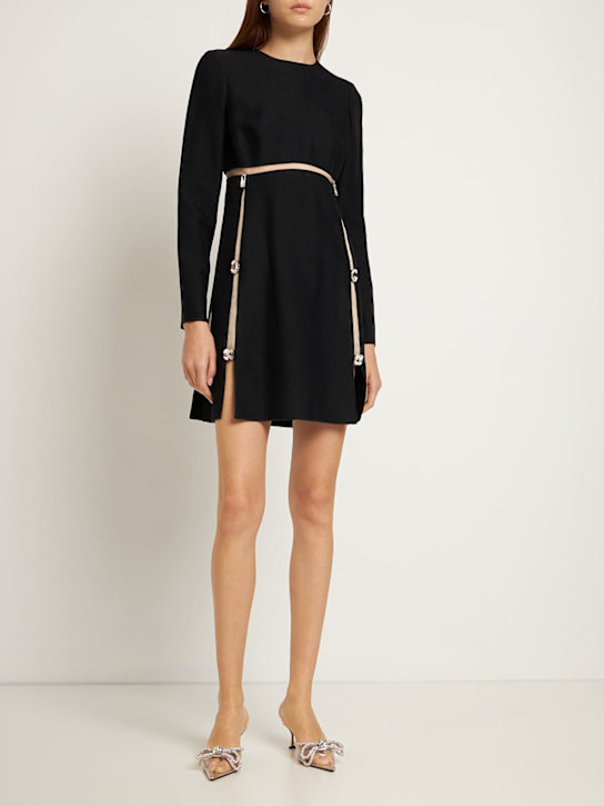 Giambattista Valli: Vestido corto de crepe y tul con strass - Negro - women_1 | Luisa Via Roma