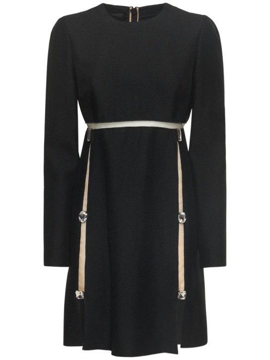 Giambattista Valli: Vestido corto de crepe y tul con strass - Negro - women_0 | Luisa Via Roma