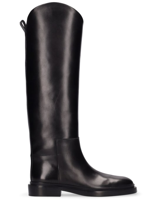 Jil Sander: 25mm Leather riding boots - Black - women_0 | Luisa Via Roma