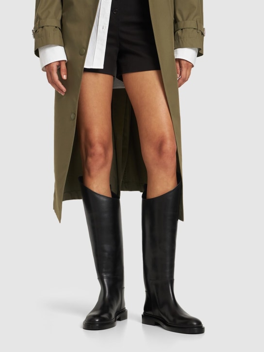 Jil Sander: 25mm Leather riding boots - Black - women_1 | Luisa Via Roma