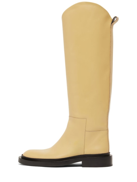 Jil Sander: 25mm Leather riding boots - Beige - women_0 | Luisa Via Roma