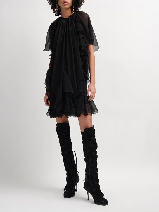 Dsquared2: Silk chiffon volant mini dress - women_1 | Luisa Via Roma