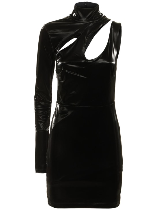Rotate: Fallem coated vinyl mini dress - Black - women_0 | Luisa Via Roma