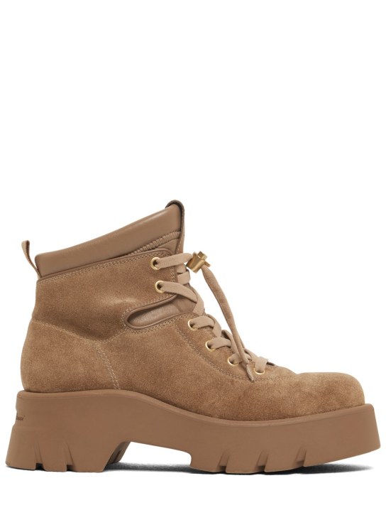 Gianvito Rossi: Vancouver スエードハイキングブーツ 50mm - キャメル - women_0 | Luisa Via Roma