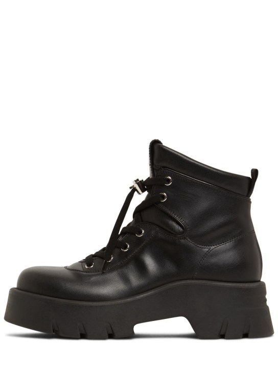 Gianvito Rossi: 50mm Vancouver leather hiking boots - Black - women_0 | Luisa Via Roma