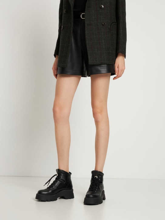 Gianvito Rossi: 50mm Vancouver leather hiking boots - Black - women_1 | Luisa Via Roma