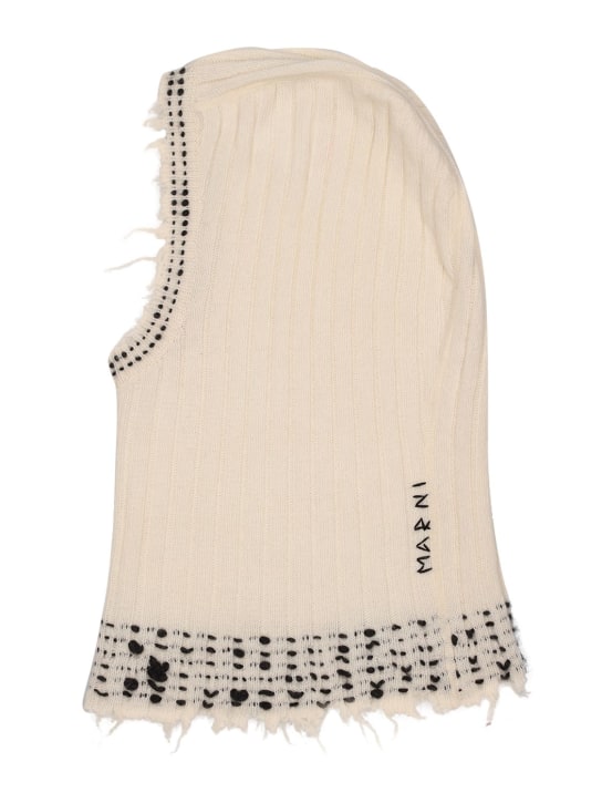 Marni: Contrast knit wool blend balaclava - women_0 | Luisa Via Roma