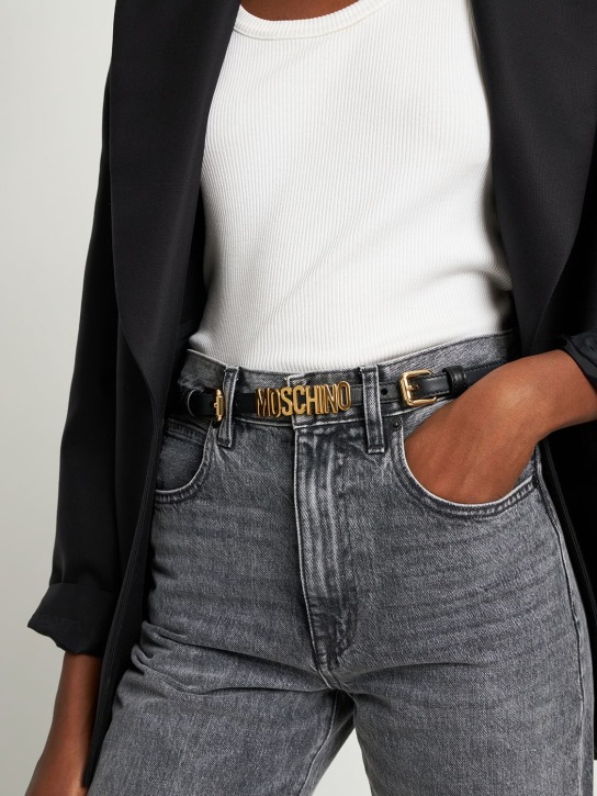 Moschino: 2cm Leather & chain belt - women_1 | Luisa Via Roma