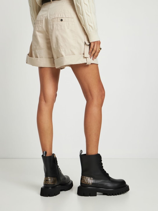 Moschino: 45mm Leather combat boots - women_1 | Luisa Via Roma