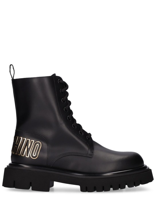 Moschino: 45mm Leather combat boots - women_0 | Luisa Via Roma