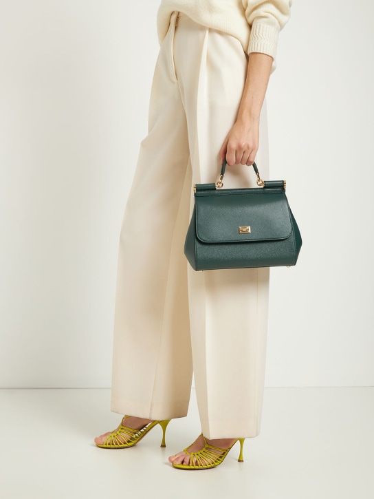Dolce&Gabbana: Medium Sicily Dauphine leather bag - Lago - women_1 | Luisa Via Roma