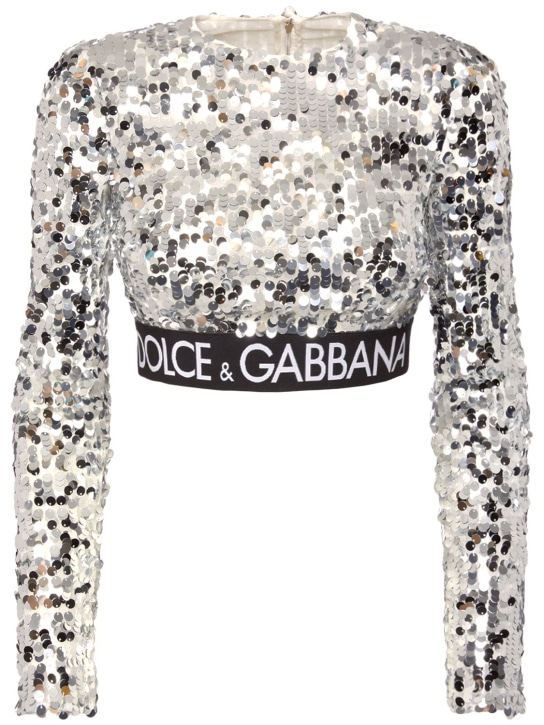 Dolce&Gabbana: スパンコールクロップドトップ - women_0 | Luisa Via Roma