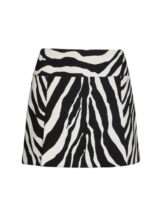 Zebra printed viscose cady mini skirt - Thumbnail 1