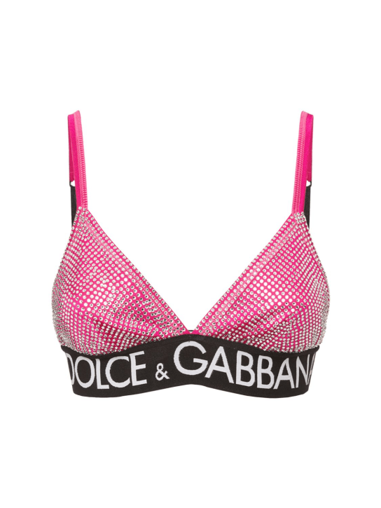 Dolce&Gabbana: Dreiecks-BH aus Jersey mit Logo - Rosa - women_0 | Luisa Via Roma