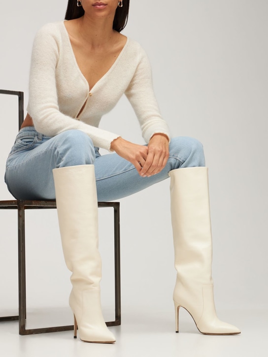 Paris Texas: 105mm Leather tall boots - Cream - women_1 | Luisa Via Roma