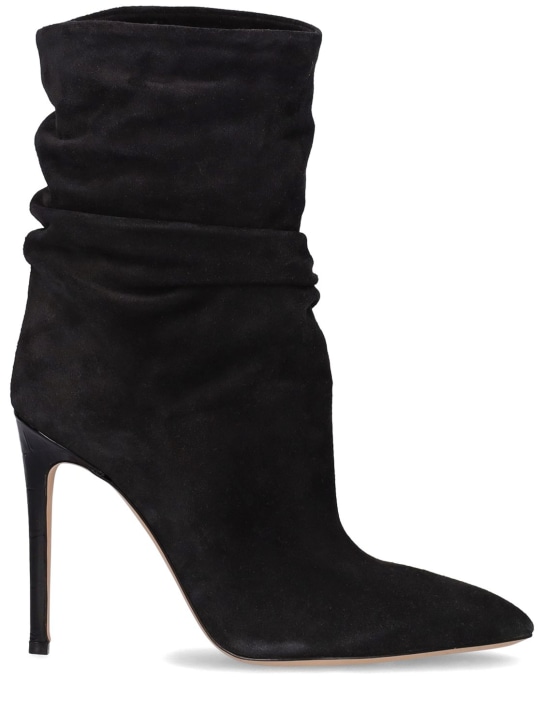 Paris Texas: 105mm Slouchy suede ankle boots - Black - women_0 | Luisa Via Roma