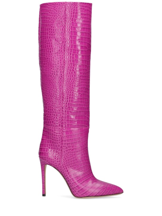 Paris Texas: 105mm Croc embossed leather tall boots - women_0 | Luisa Via Roma