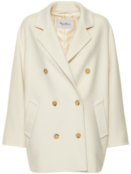 Max Mara: Rebus wool & cashmere short coat - White - women_0 | Luisa Via Roma