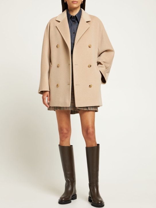 Max Mara: Rebus wool & cashmere short coat - Oatmeal - women_1 | Luisa Via Roma