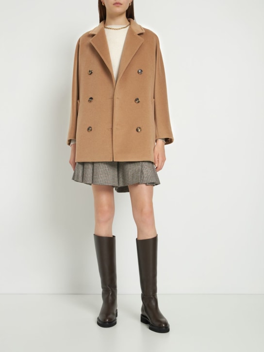 Max Mara: Rebus wool & cashmere short coat - Camel - women_1 | Luisa Via Roma