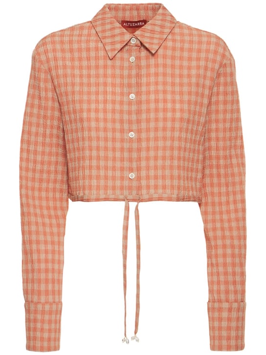 ALTUZARRA: Veste courte en seersucker vichy Polydora - Multicolore - women_0 | Luisa Via Roma