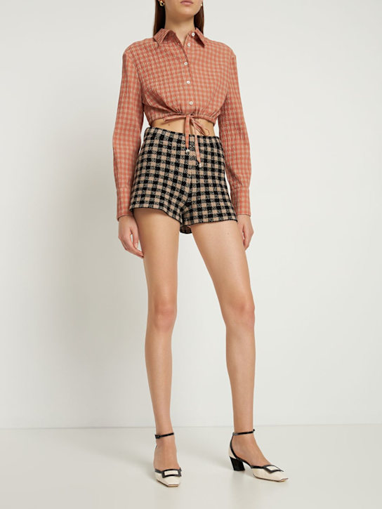 ALTUZARRA: Veste courte en seersucker vichy Polydora - Multicolore - women_1 | Luisa Via Roma