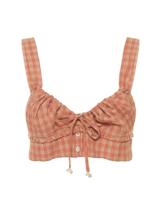 ALTUZARRA: Bijou gingham seersucker crop top - Multicolor - women_0 | Luisa Via Roma